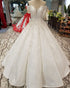 2018 Ball Gown Wedding Dresses with Cap Sleeves Sparkly Wedding Gowns Floor Length